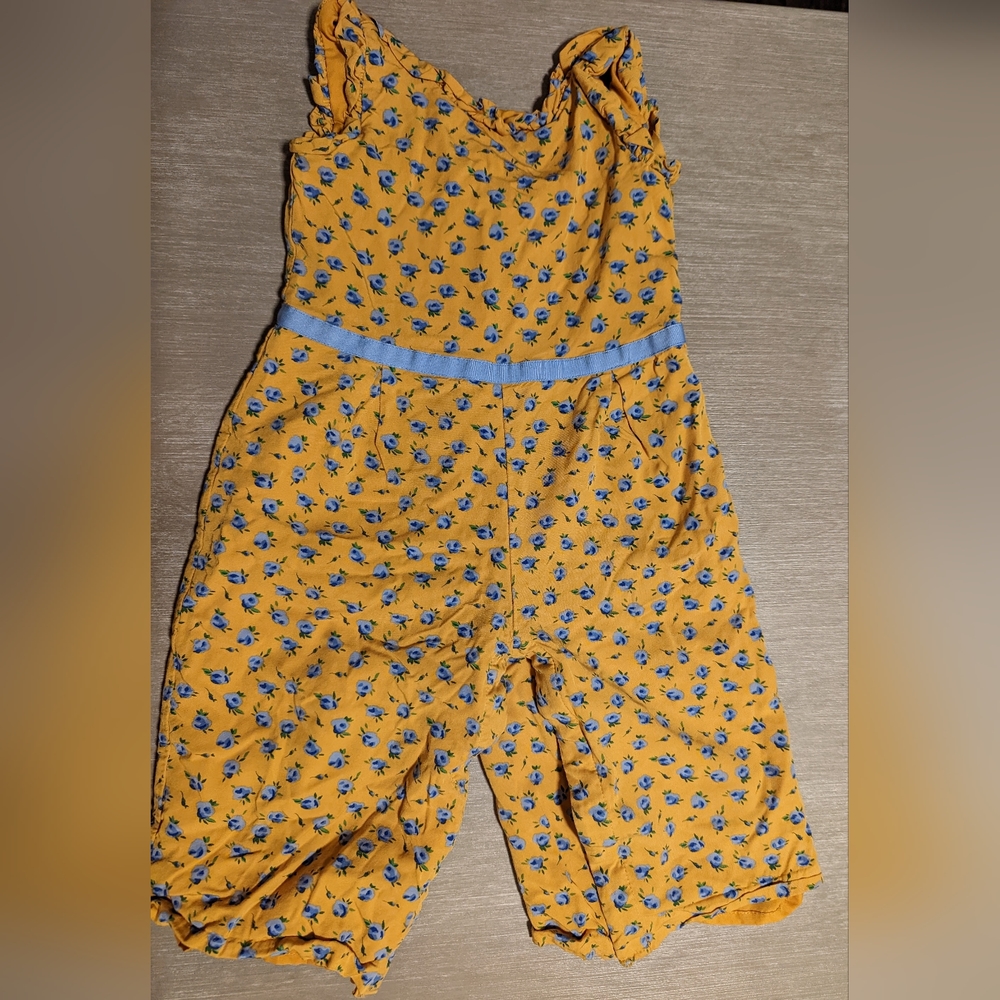 FLORAL RUFFLE TRIM JUMPSUIT